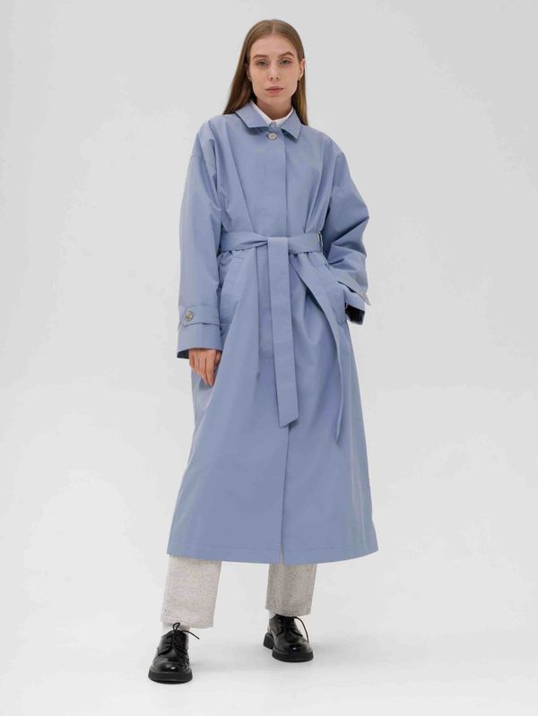 Плащ Длинный Женский Голубой - фото 8