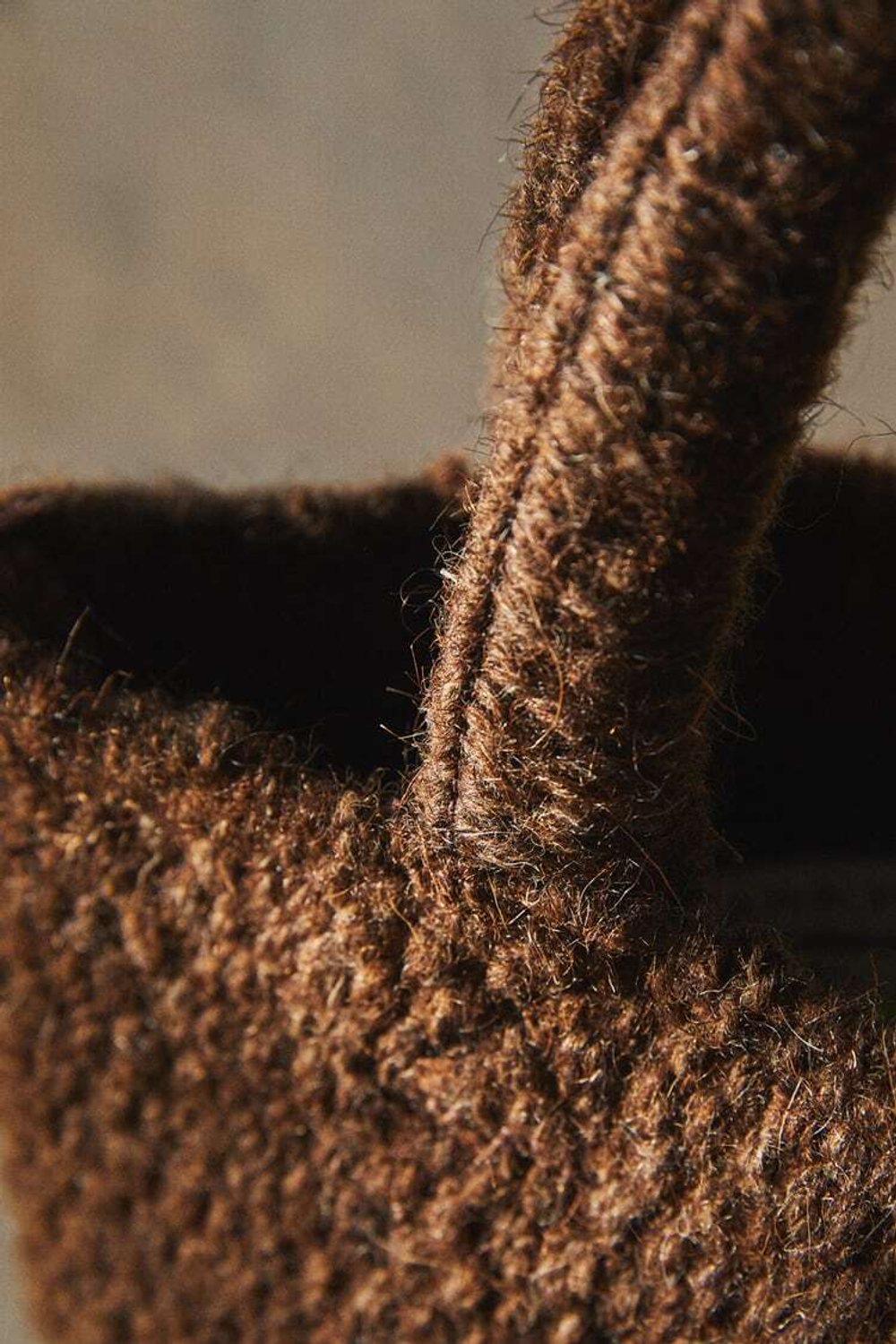 ZARA HOME МАЛЕНЬКАЯ ШЕРСТЯНАЯ СУМКА, КОРИЧНЕВЫЙ