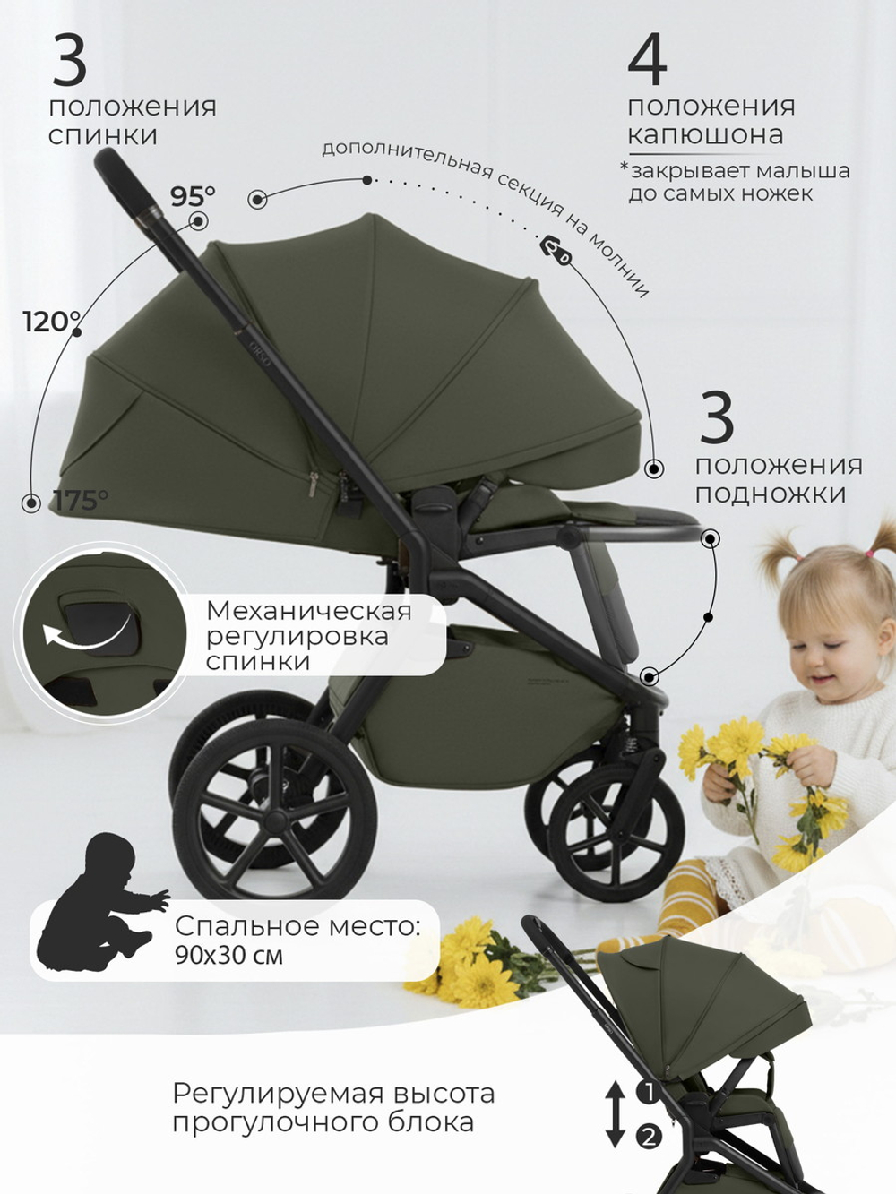 Коляска 3 в 1 Sweet Baby SBL Orso New + автокресло Premier Grey New Dark Green