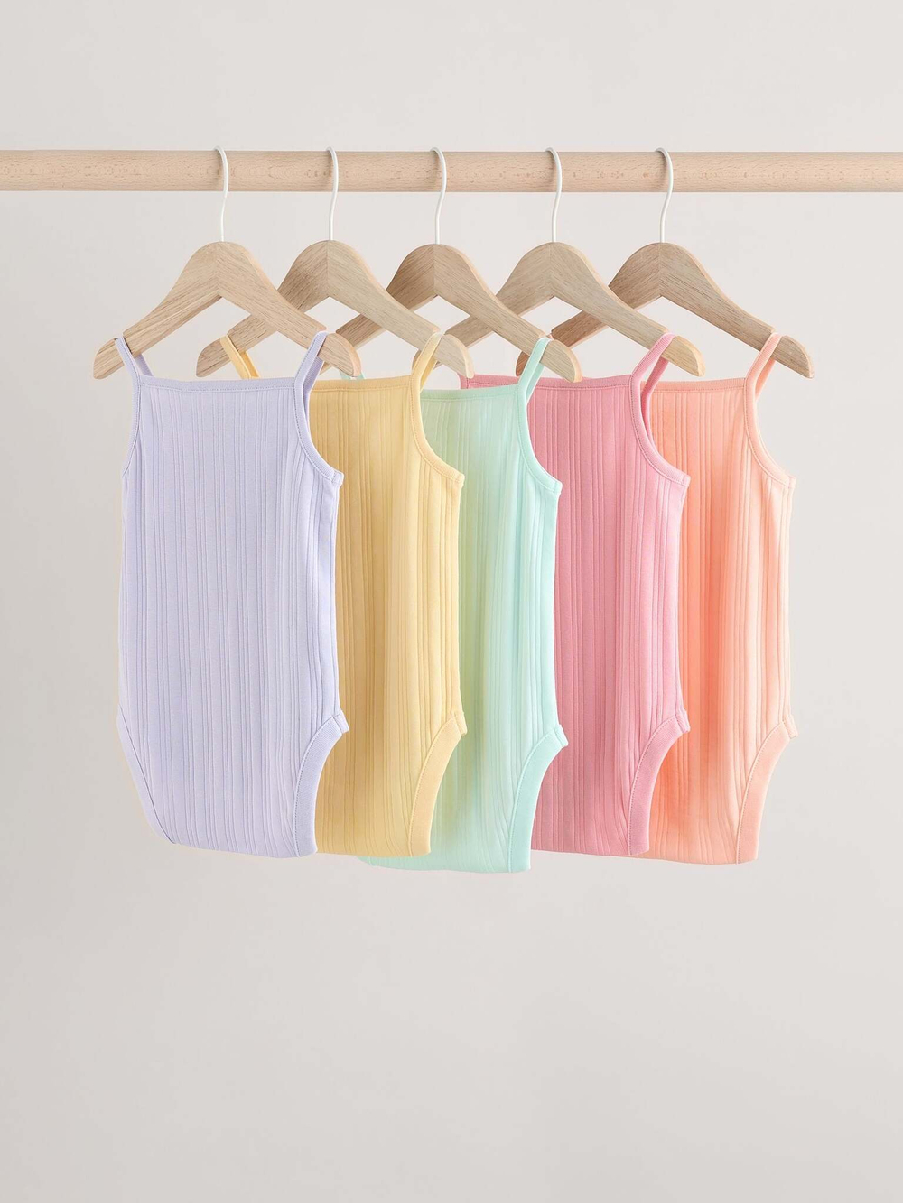 Боди без рукавов для малышей Next E19-734, 5 шт., Сиреневый, Розовый, Мятный, Светло-желтый