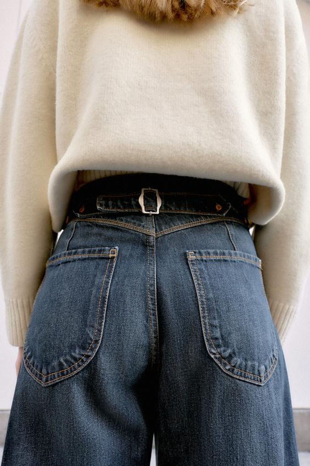 ZARA ДЖИНСЫ Z1975 BALLOON FIT СО СРЕДНЕЙ ПОСАДКОЙ, СИНИЙ