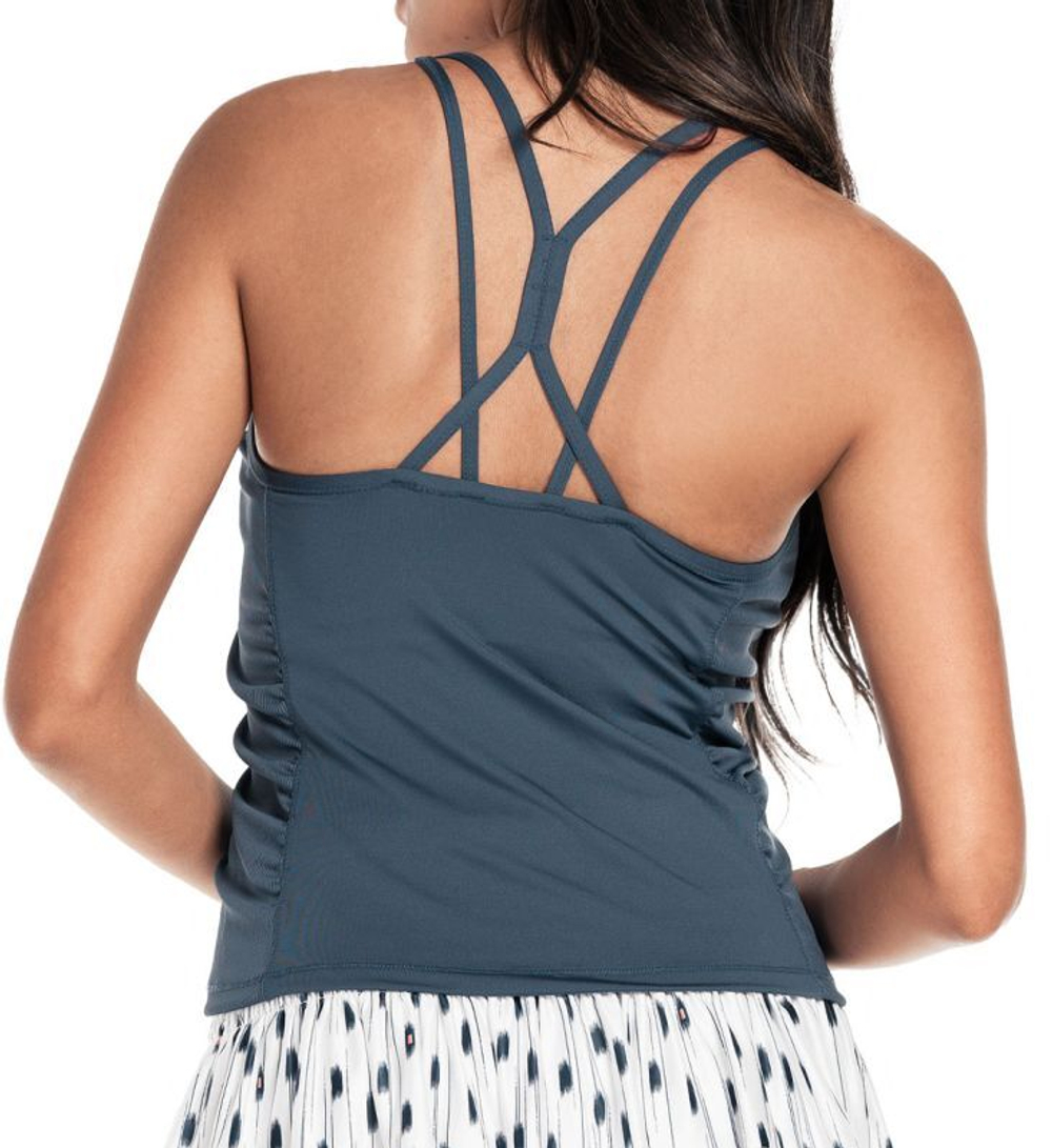 Женский топ теннисный Lucky in Love Palms D'Amour Ruche Crop Tank - серый