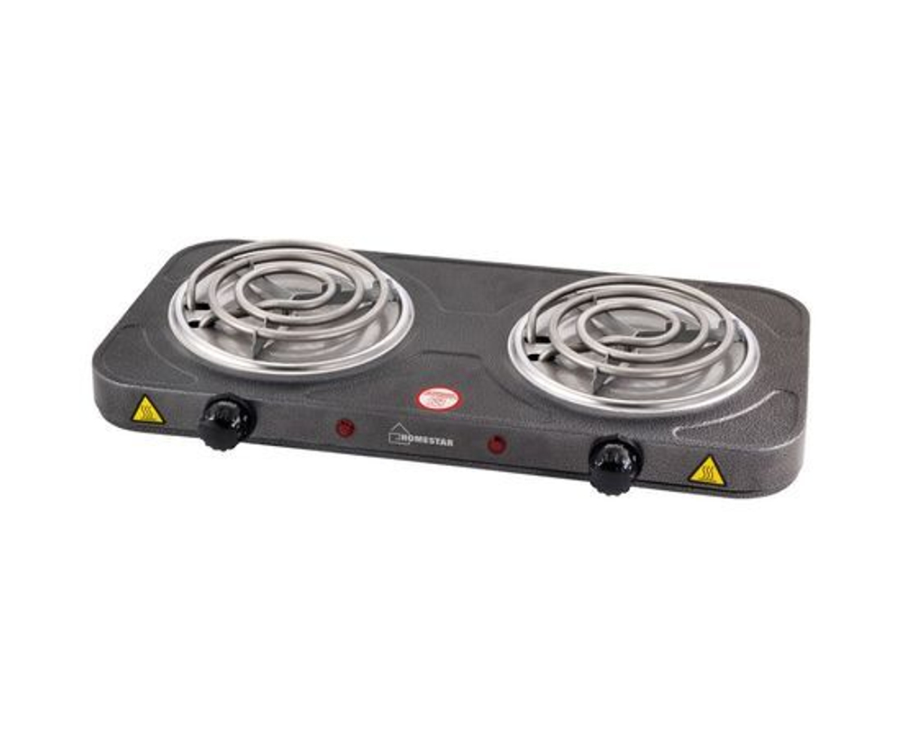 Электроплитка HomeStar HS-1105 2 конфорки спираль ТЭН 1кВт+1кВт черно-серая 3584