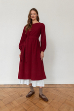 Платье Аврора из фланели для беременных и кормящих, Вишневый с цветами