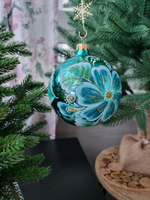 Шар стеклянный "изумрудные цветы" ручная работа