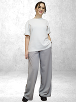 20621 Брюки женские палаццо трикотаж Диор светло-серый (52)