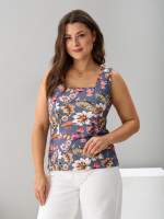 Майка М-040/индиго-тропическиелистья