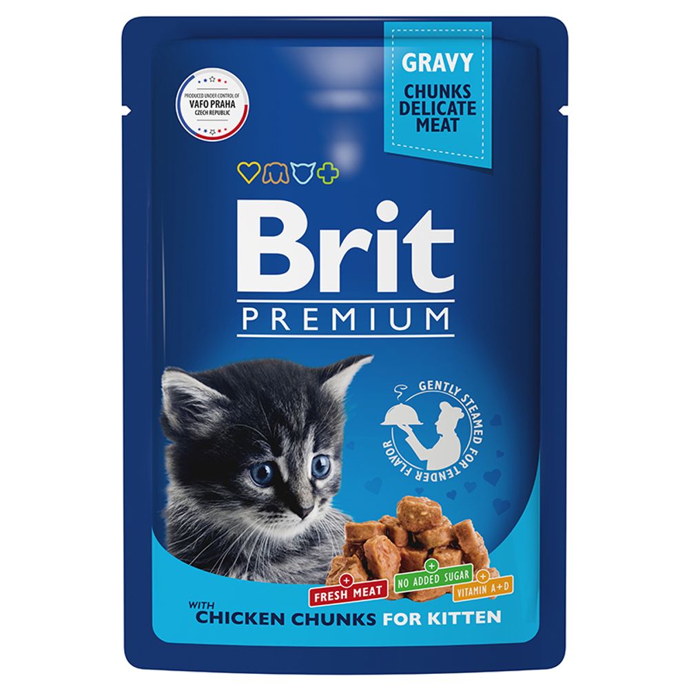 Пауч Brit Premium для котят цыпленок в соусе 85 г