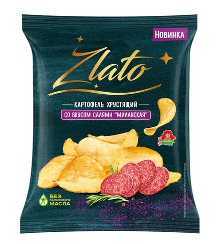Картофель хрустящий "Zlato" 70г. Миланская салями Мира
