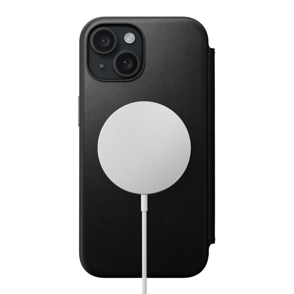 Кожаный чехол-книжка MagSafe Nomad Modern Leather Folio для iPhone 15 Чехол из натуральной цельнозерновой кожи ECCO. Вмещает до трёх карт