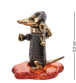 Народные промыслы AM- 212 Фигурка «Такса с конфеткой» (латунь, янтарь)