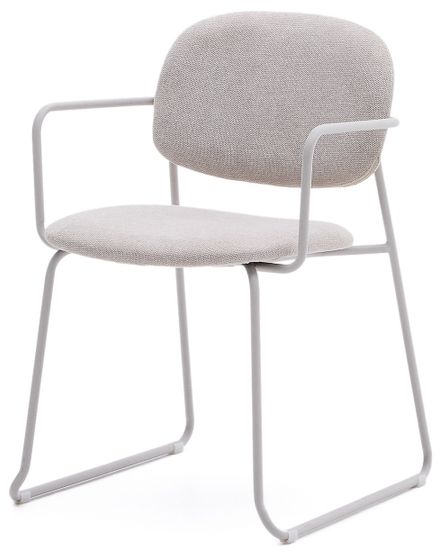 Стул Meli из бежевого шенилла с бежевой металлической структурой Испания la Forma