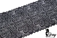 03-257 Кружево эластичное 17 см, павлин, черный