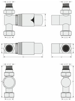 Автоматический терморегулятор Сунержа прямой (G 1/2" НР х G 3/4" НГ)
