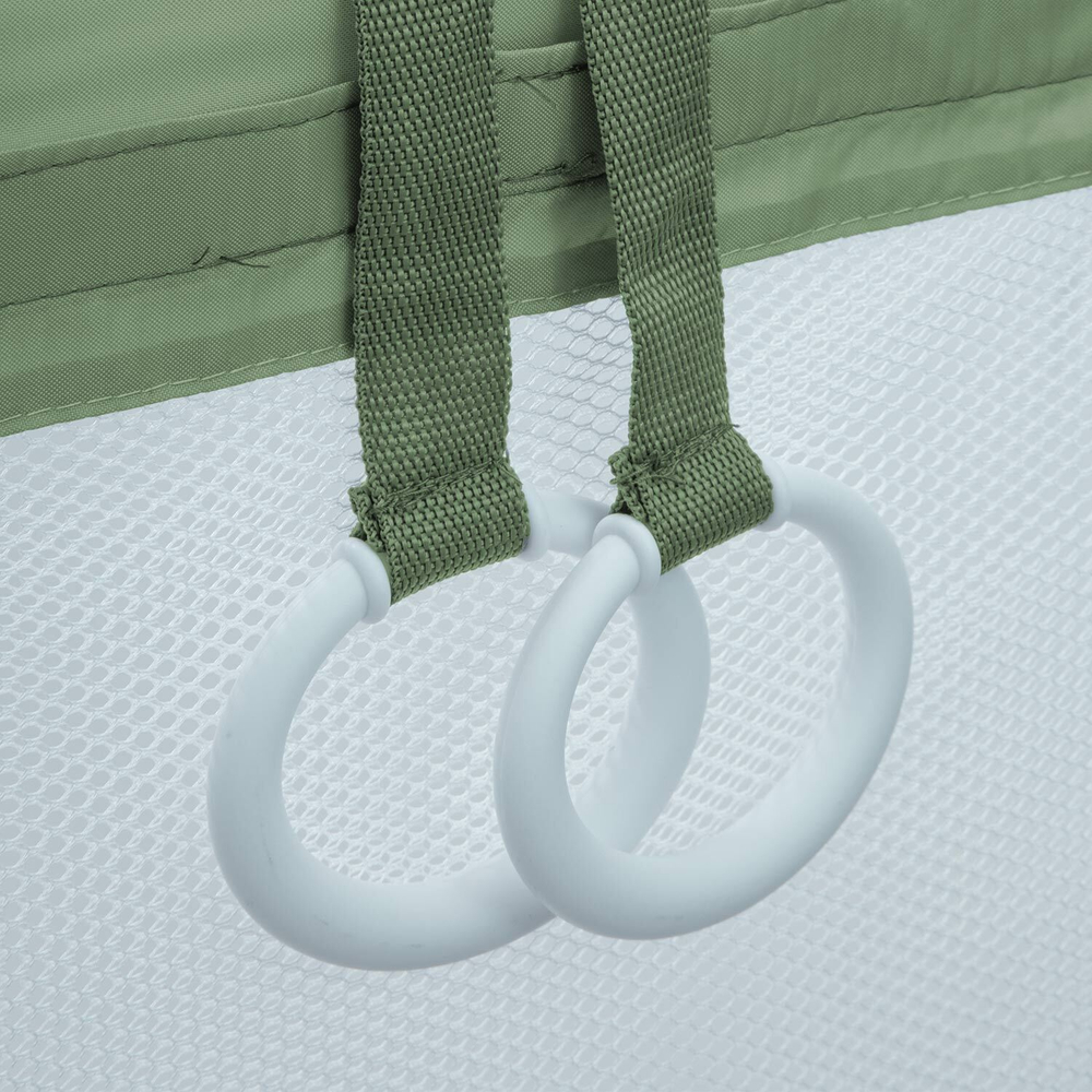 Манеж-кровать "Summer", 2 уровня, москитка, 2 кольца, (Indigo) (бежевый)