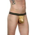 Мужские золотисто-черные трусы-стринги (Размер: L-XL) (Цвет: золотистый с черным)
