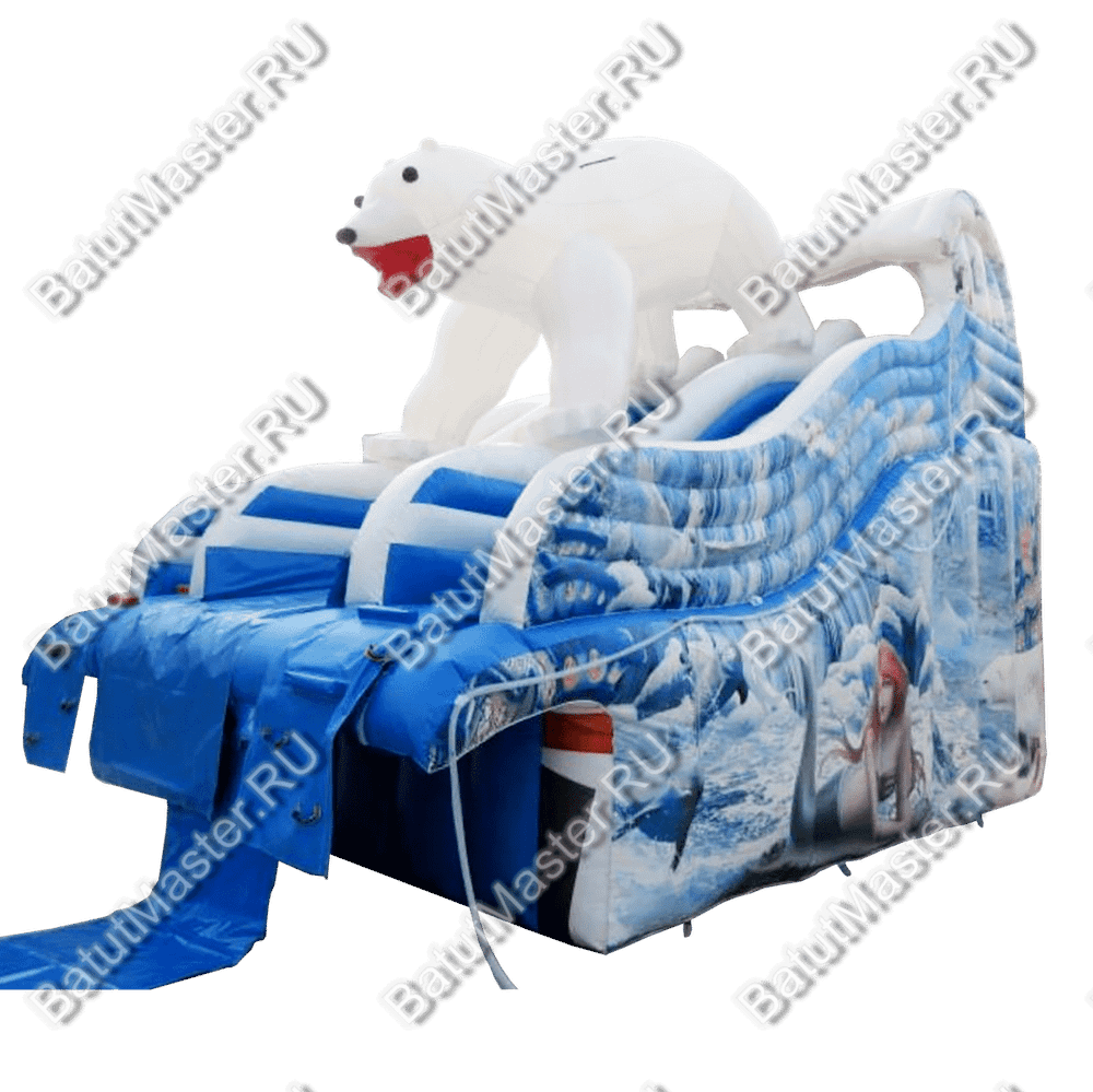 Надувная водная горка для бассейна «Мишка на севере», 8*4*5,5 м