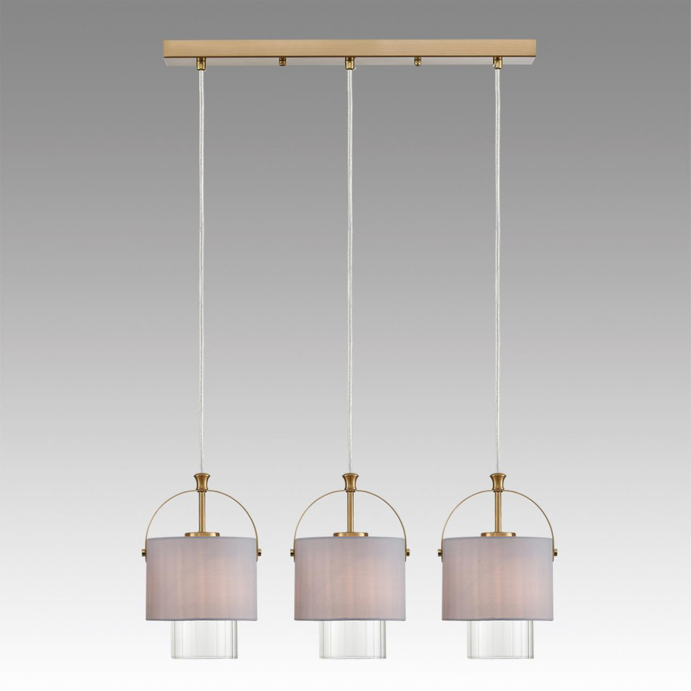 6592/3A MODERNI LN25 323 латунь/серый, металл/текстиль, стекло Подвес E14 3*40W 220V JANE