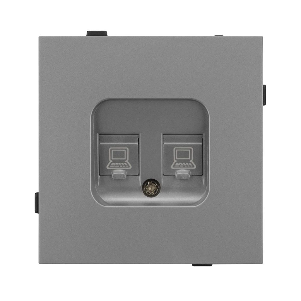 Механизм компьютерной розетки двойной SCT-TENDO-MPC2-PL-GR (RJ-45, CAT6) (Arlight, Графитовый) 054102