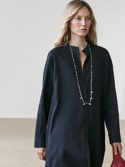 Massimo Dutti Свободное платье-рубашка миди, синий