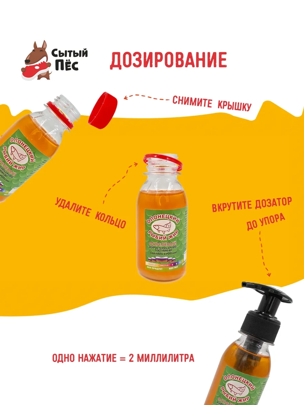 Олонецкий рыбий жир для животных лососевый 100 мл