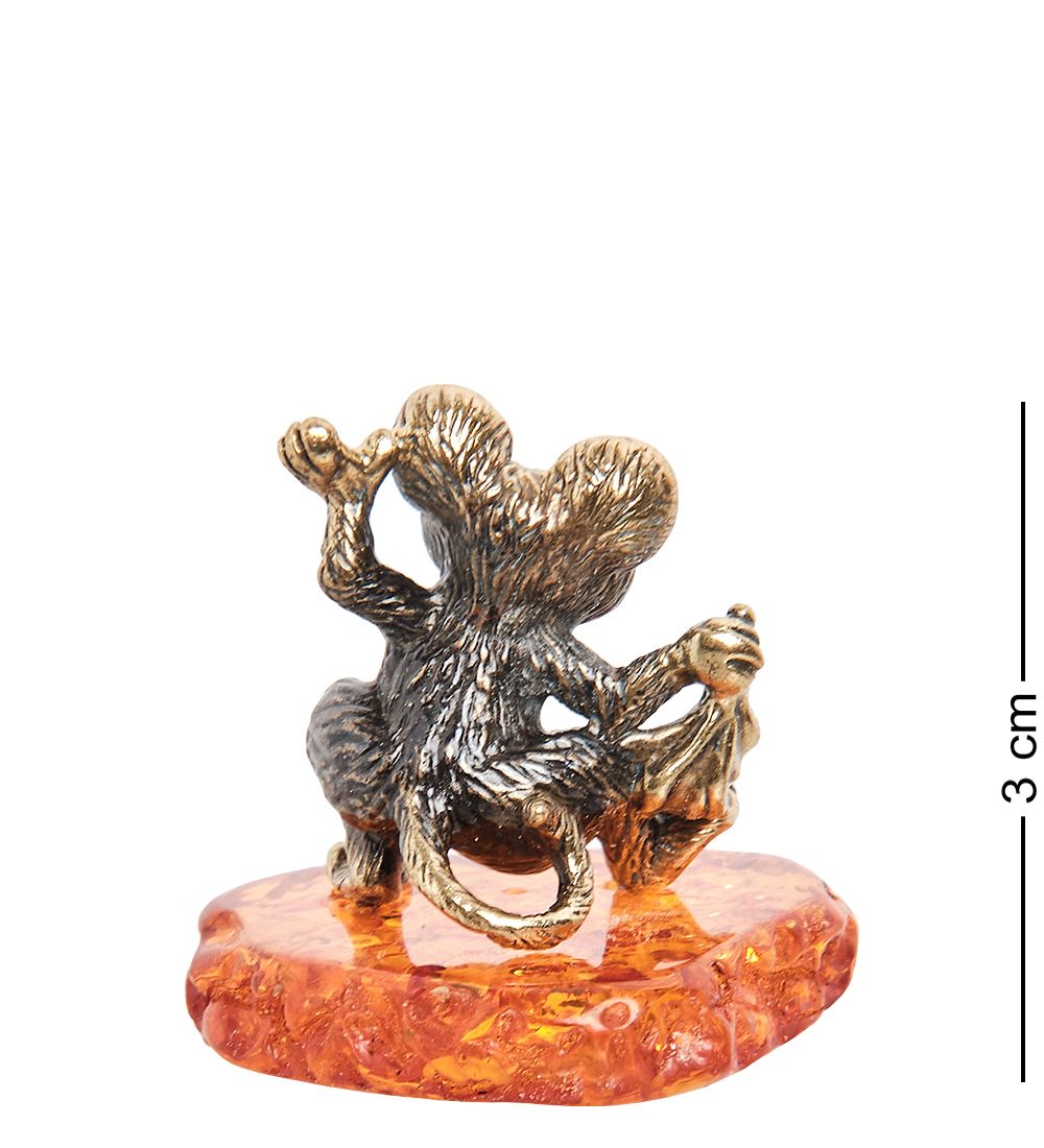 Народные промыслы AM-1835 Фигурка «Мышь-плясунья» (латунь, янтарь)