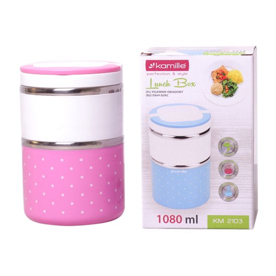 Ланч-бокс двойной круглый 1080 мл. Kamille КМ 2103