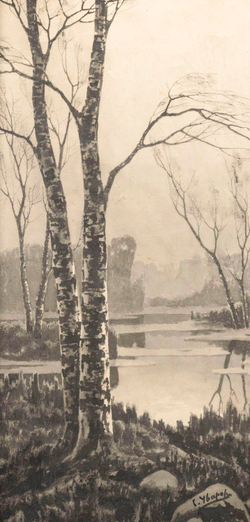 Уваров-Скиталец С. Н.(1863–1936). Весенний пейзаж I. 1890-е. Бумага на картоне, тушь.