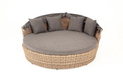 "Стильяно" плетеная кровать круглая, цвет соломенный