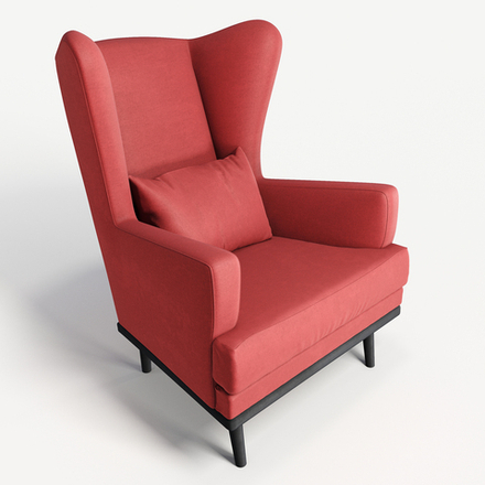 Мягкое кресло с ушами Фантазёр D-8 (Красный) на высоких ножках, для отдыха и чтения книг. В гостиную, балкон, спальню и переговорную комнату.