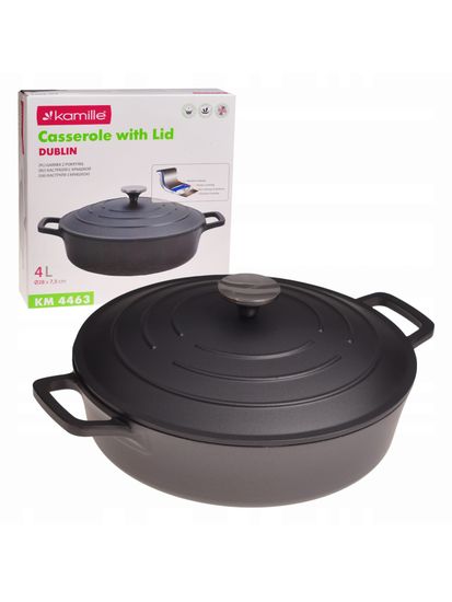 Кастрюля низкая 4 л. Kamille KM 4463 серия DUBLIN из литого алюминия с антипригарным покрытием с крышкой