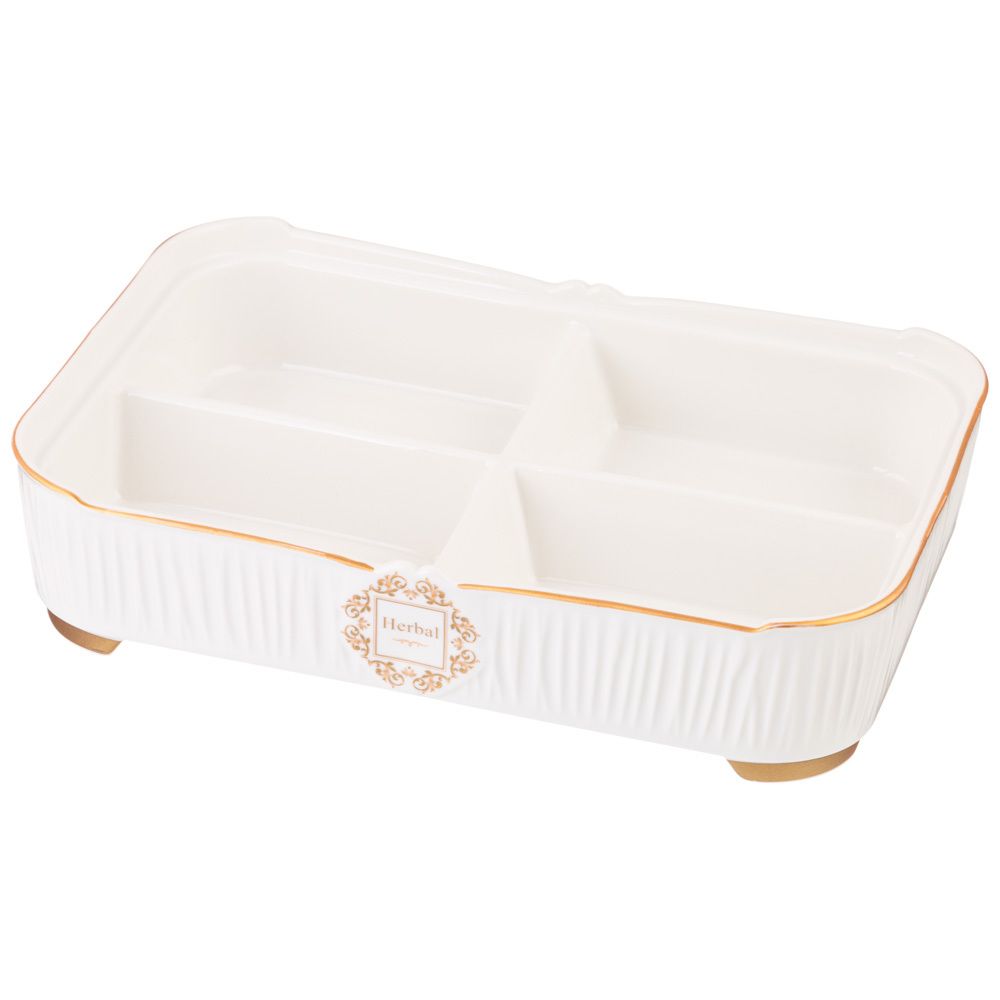 МЕНАЖНИЦА LEFARD "HERBAL" 4 СЕКЦИИ 31*22*11 СМ СО СТЕКЛЯННОЙ КРЫШКОЙ (КОР=6ШТ.)