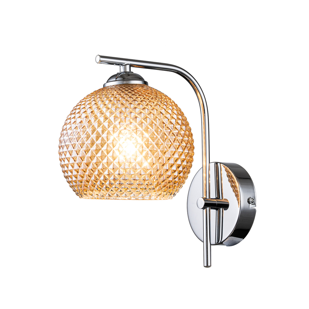 Настенный светильник 1x40Вт E14, металл/стекло, янтарный