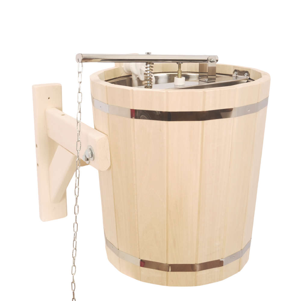 Обливное устройство из липы с клапаном "Дождь"20 л с нерж. вставкой