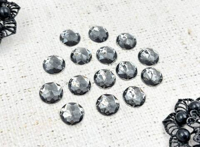 Стразы пришивные акрил, d 1,4 см, серый