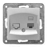 Розетка RJ-45 Profitec Tesla Серебро