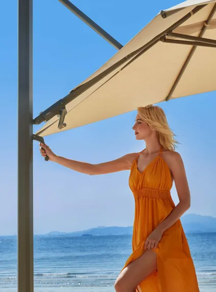 Зонт профессиональный Levia 3х3 м, антрацит, тортора. База и светильник в комплекте