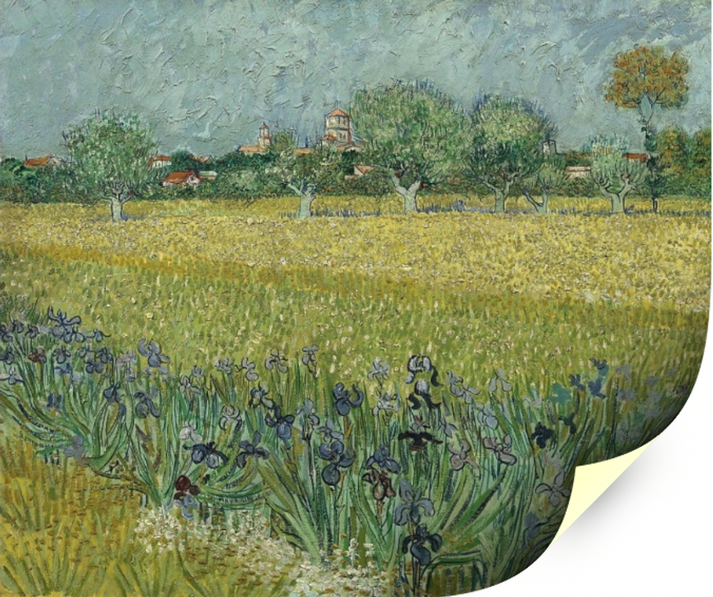 Картина для интерьера Вид Арля с ирисами на переднем плане, Ван Гог, печать на холсте Настене.рф