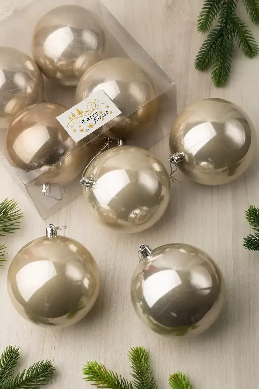 Набор новогодних шаров (4 шт) - перламутр