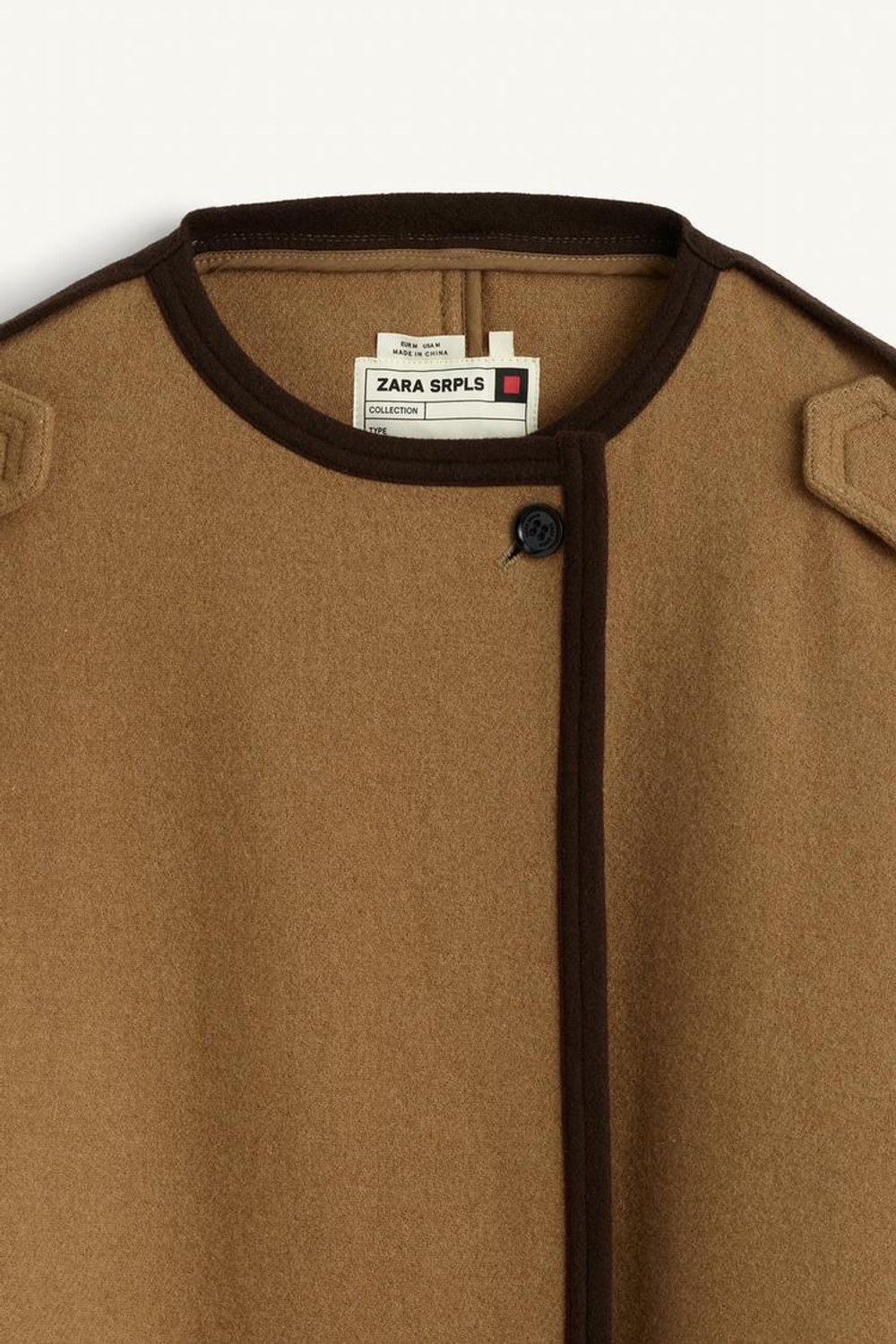 ZARA КАШЕМИРОВОЕ ПАЛЬТО, ТАБАЧНЫЙ