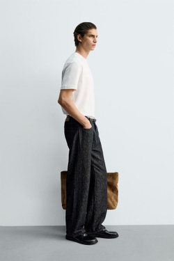 ZARA ФУТБОЛКА RELAXED FIT INTERLOCK, БЕЛЫЙ