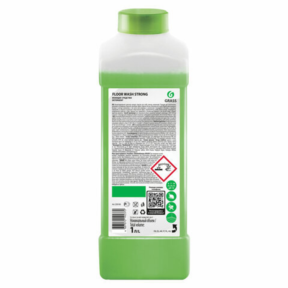 Средство концентрат для машинной и ручной мойки полов 1 л, GRASS FLOOR WASH STRONG, щелочное