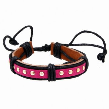 Фенечка - 19 с клепками (розовая вставка)