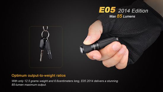 Фонарь-брелок на ключи Fenix E05 синий 85 люмен