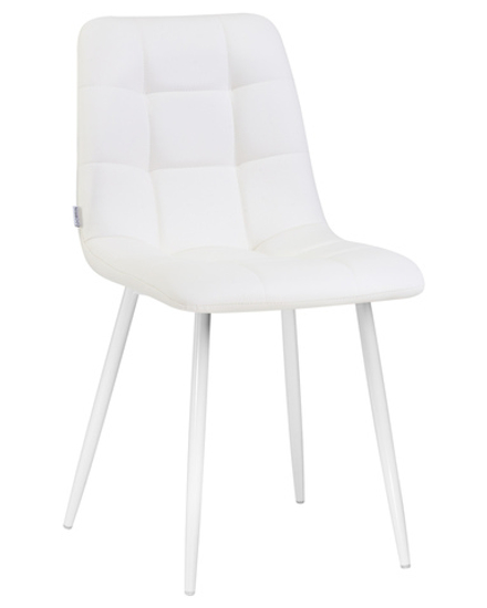 Стул обеденный DOBRIN ALEX, белые ножки, белая экокожа (P-02)