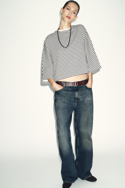 ZARA ФУТБОЛКА ОВЕРСАЙЗ В ПОЛОСКУ, ПОЛОСКИ