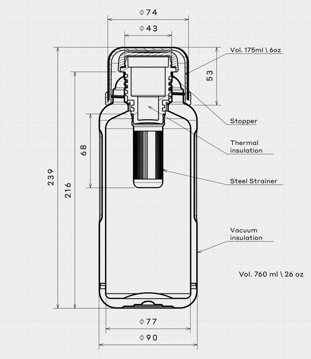 Термос 0.77л Bobber Barrel 770мл для чая с ситечком для заваривания Нерж. (28ч сохраняет тепло) -