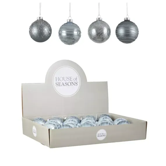 Набор стеклянных шаров Новогодняя поземка 70 мм., 18 шт., нежно-голубой, Christmas DeLuxe (86792)