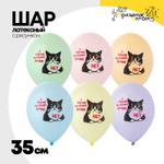 Шар латексный 35см Кот сердитый (Ассорти)
