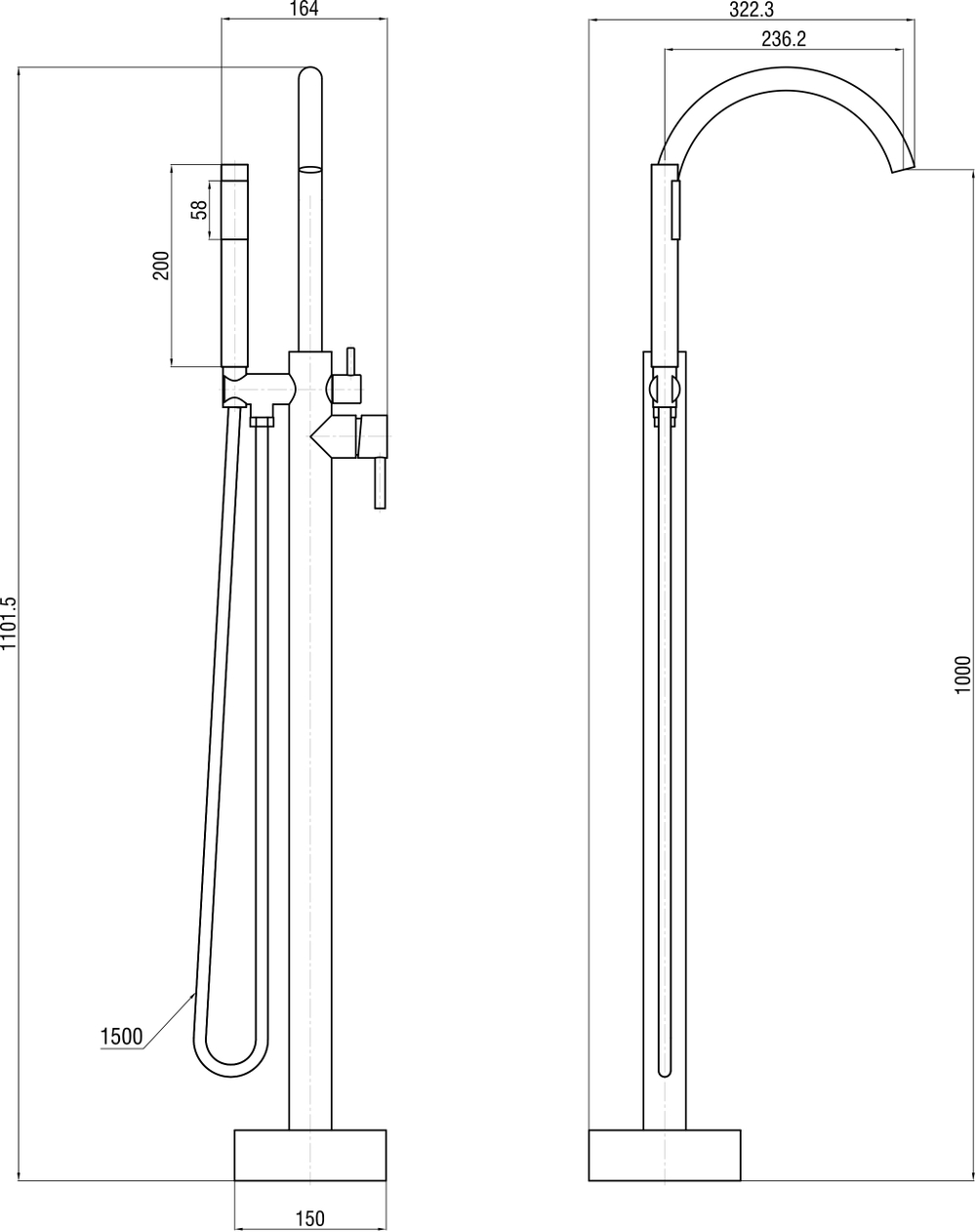 Напольный смеситель для ванны с душем STWORKI Лунд S25130WH матовый белый